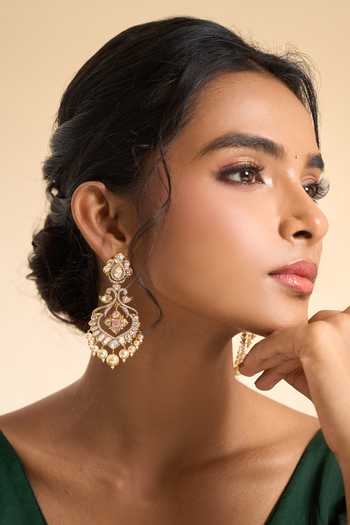 Buy_Nazaakat By Samara Singh_Gold Plated Stones, Pearls Embellished Dangling Earrings _Online_at_Aza_Fashions