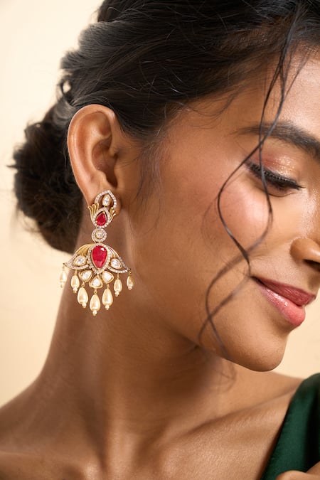 Nazaakat By Samara Singh Embellished Dangling Drop Earrings 