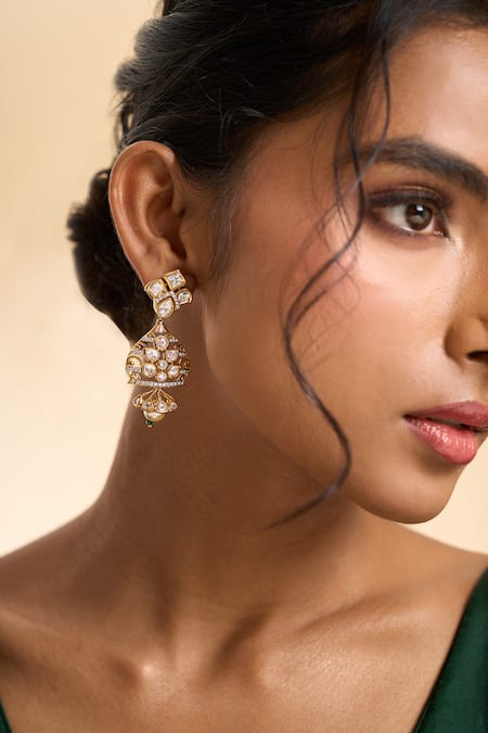 Nazaakat By Samara Singh Floral Embellished Drop Earrings 