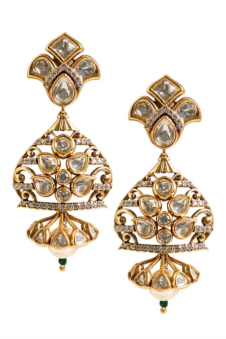 Nazaakat By Samara Singh Floral Embellished Drop Earrings 