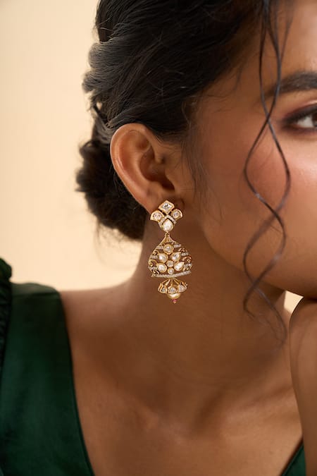Nazaakat By Samara Singh Floral Embellished Earrings 