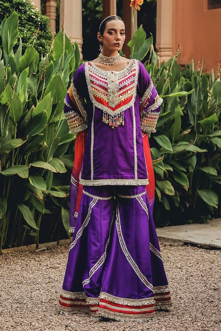 Ajiesh Oberoi Phulkari Phool Sharara Set 