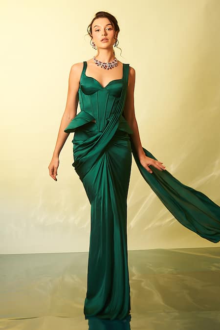 Anshika Tak Label Boned Corset With Pre-Draped Saree 