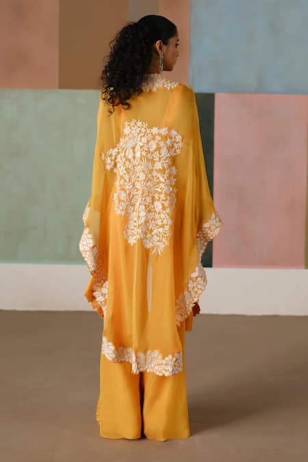 Mishru Lea Floral Embroidered Cape Pant Set 