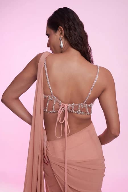 Anshika Tak Label Embellished Corset With Pre-Draped Saree 