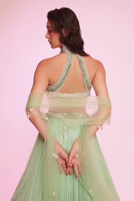 Anshika Tak Label Mirror Embroidered Lehenga Set 