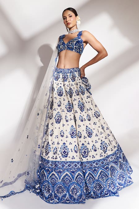 Anshika Tak Label Threadwork & Sequin Embroidered Bridal Lehenga Set 