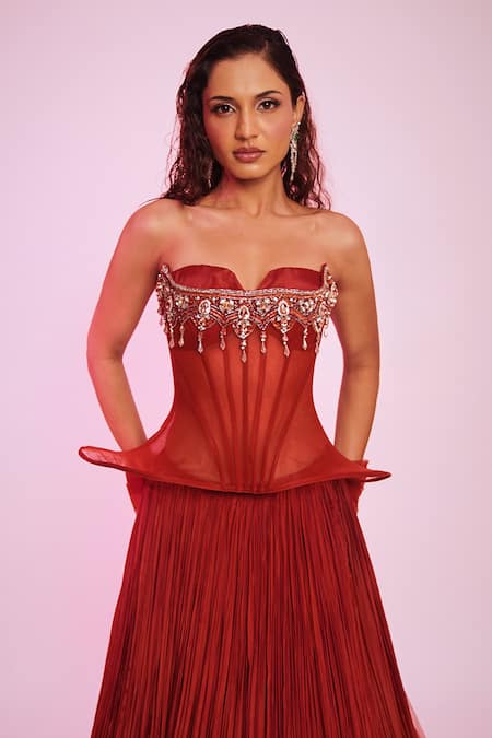 Anshika Tak Label Embellished Corset Lehenga Set 