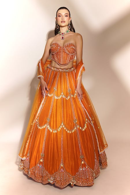 Anshika Tak Label Sequin Embroidered Scallop Lehenga Set 