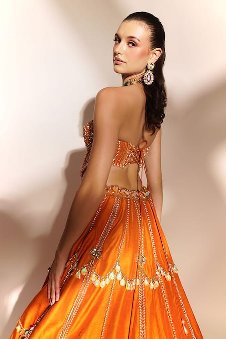 Anshika Tak Label Sequin Embroidered Scallop Lehenga Set 