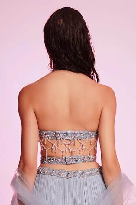 Anshika Tak Label Embellished Corset Blouse Lehenga Set 