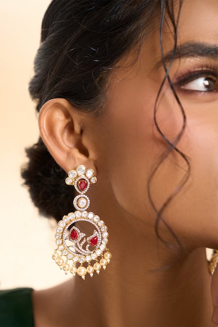 Nazaakat By Samara Singh Embellished Circular Drop Dangler Earrings 