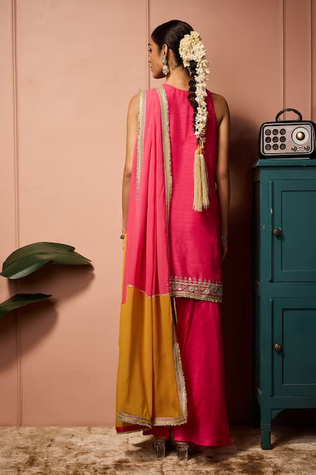 Neha Mehra Hand Embroidered Raw Silk Kurta Set 