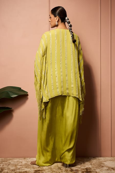 Neha Mehra Hand Embroidered Kaftan & Draped Skirt Set 