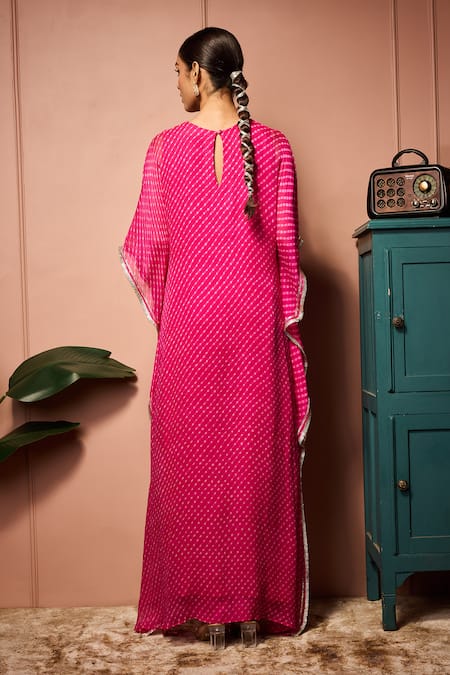 Neha Mehra Leheriya Hand Embroidered Kaftan & Skirt Set 