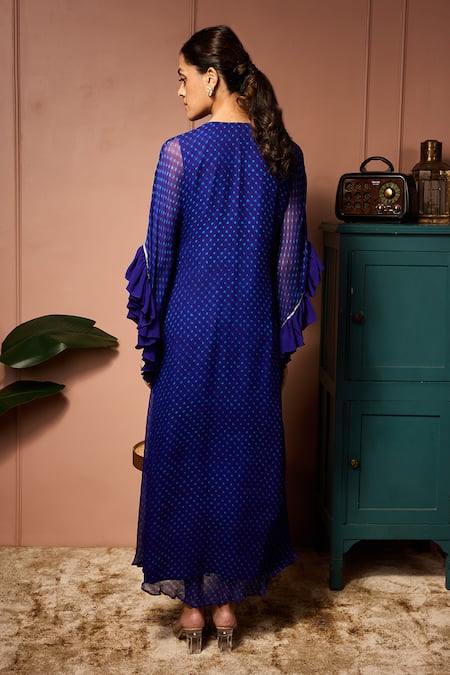 Neha Mehra Bandhani Hand Embroidered Kaftan & Skirt Set 