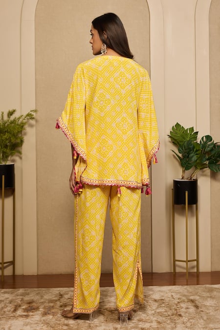 Neha Mehra Bandhani Print Kaftan & Pant Set 