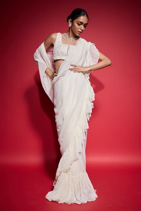 Shop Neha Mehra White Net Embroidery Round Neck Hand Blouse Online at Aza Fashions Shop_Neha Mehra_White Net Embroidery Round Neck Hand Blouse _Online_at_Aza_Fashions