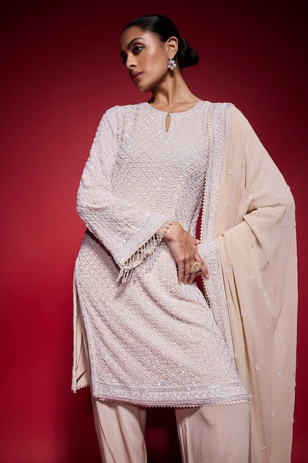 Neha Mehra Sequins Embroidered Kurta Pant Set 