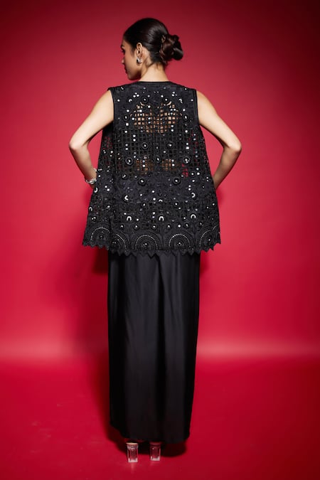 Neha Mehra Mirror Work Cutwork Jacket 