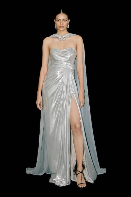 Tisharth by Shivani Ruched Draped Gown 