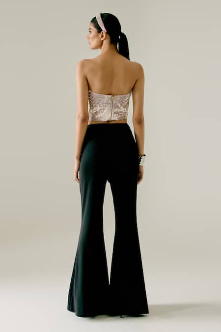 Tisharth by Shivani Sequined Strapless Corset With Back Zip 