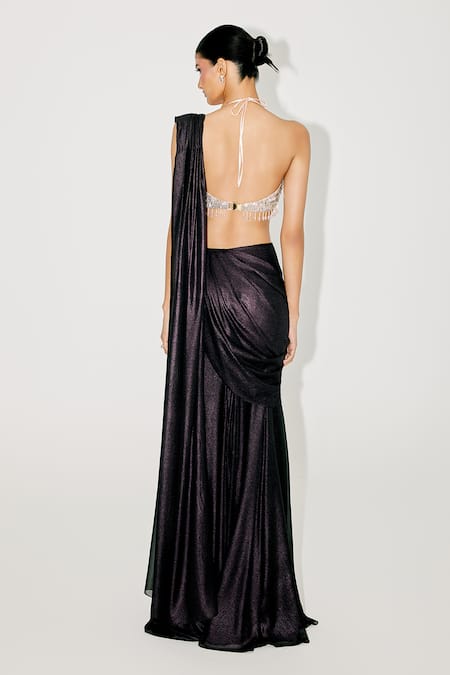 Tisharth by Shivani Embellished Bralette With Pre-Draped Saree 