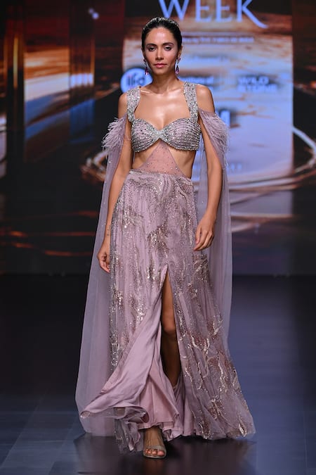 Tisharth by Shivani Embellished Bralette & Slit Skirt Set 