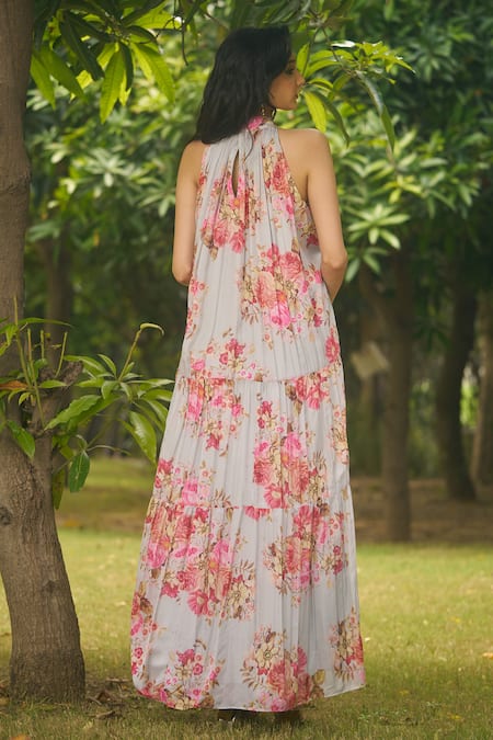 AMRIN KHAN Sage Green Floral One Piece Dress