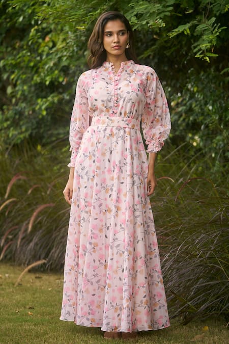 AMRIN KHAN Blush Floral One Piece Dress 