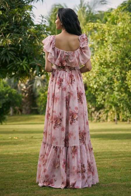 AMRIN KHAN Blush Floral One Piece Dress