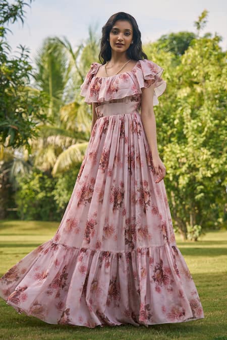 AMRIN KHAN Blush Floral One Piece Dress