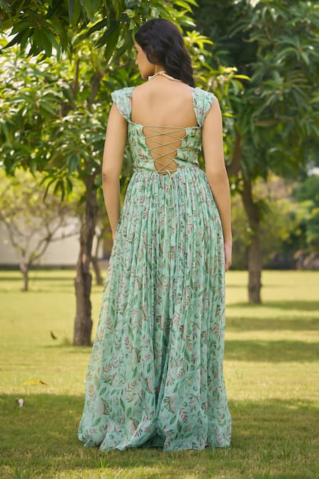 AMRIN KHAN Light Rama Floral One Piece Dress