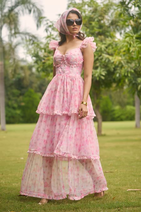 AMRIN KHAN Baby Pink One Piece Dress 