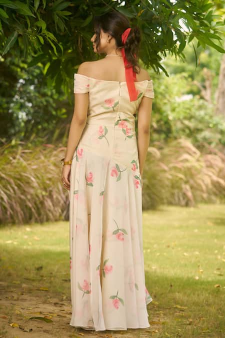 AMRIN KHAN White Floral One Piece Dress