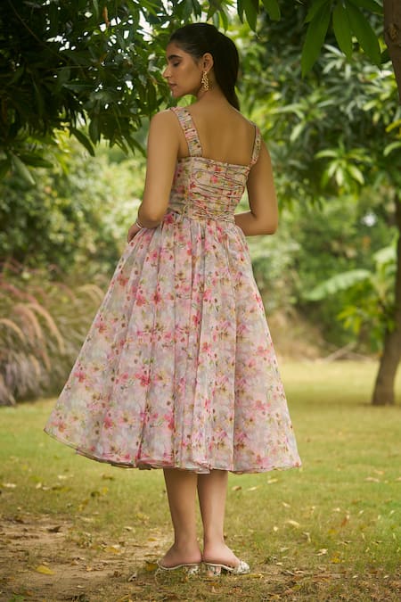 AMRIN KHAN Grey Floral One Piece Dress