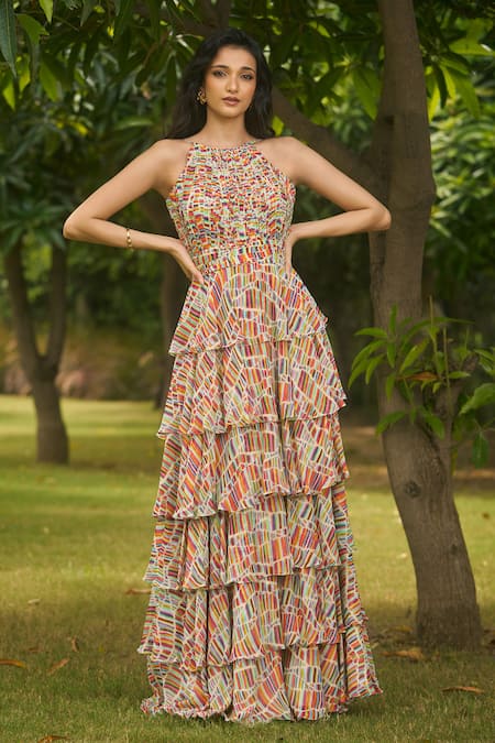 AMRIN KHAN Multi Stripe Onepiece Dress 