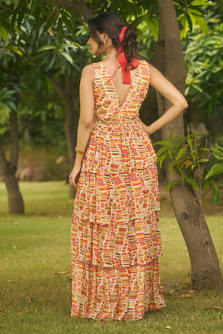 AMRIN KHAN Multi Stripe Onepiece Dress 