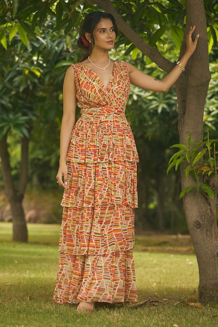 AMRIN KHAN Multi Stripe Onepiece Dress 