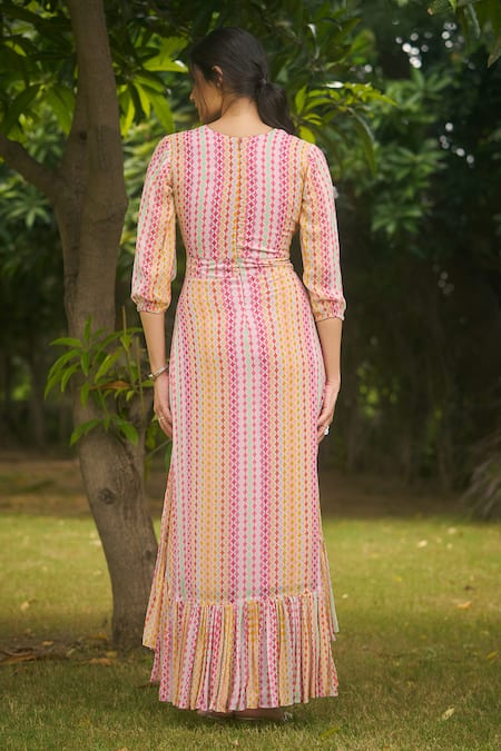 AMRIN KHAN Cream Multi Onepiece Dress 