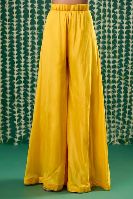 Cupid Cotton_Yellow Cotton, Silk, Organza Embroidery, Sequins, Zari Amaira Kurta Sharara Set _Online_at_Aza_Fashions