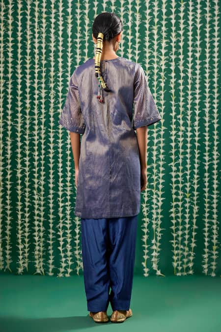 Cupid Cotton Sunira Striped Embroidered Kurta Set 