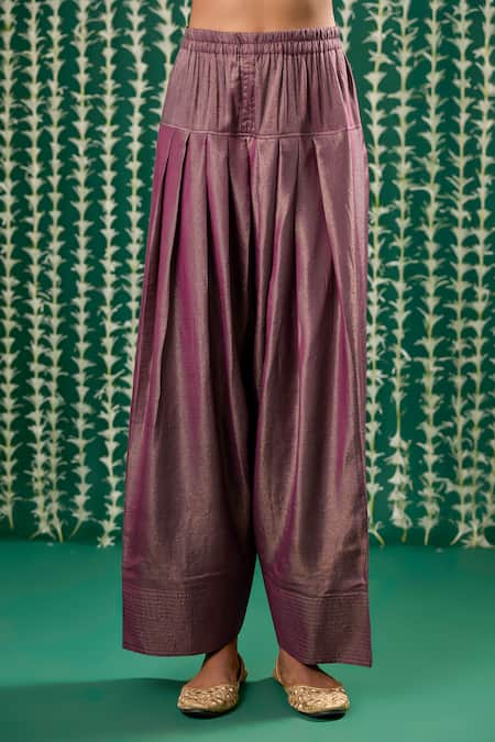 Cupid Cotton_Wine Silk, Tissue, Organza Embroidery, Pitta Resham Kurta Pant Dupatta _Online_at_Aza_Fashions