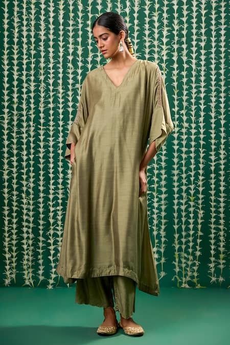 Cupid Cotton Eshana Aari Embroidered Kaftan Kurta & Pant Set 