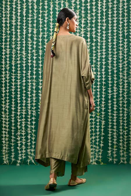 Cupid Cotton Eshana Aari Embroidered Kaftan Kurta & Pant Set 