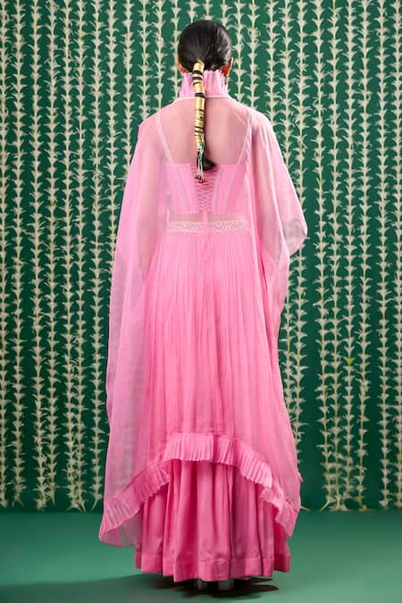 Cupid Cotton Guna Embroidered Lehenga Set With Cape 