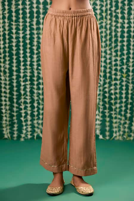 Cupid Cotton Brown Chanderi Silk Embroidery, Sequins, Metallic Irraya Pitta Kurta Set Online at Aza Fashions Cupid Cotton_Brown Chanderi Silk Embroidery, Sequins, Metallic Irraya Pitta Kurta Set _Online_at_Aza_Fashions