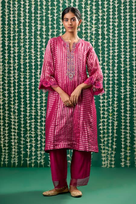 Cupid Cotton Yashvi Striped Pattern Kurta & Pant Set 