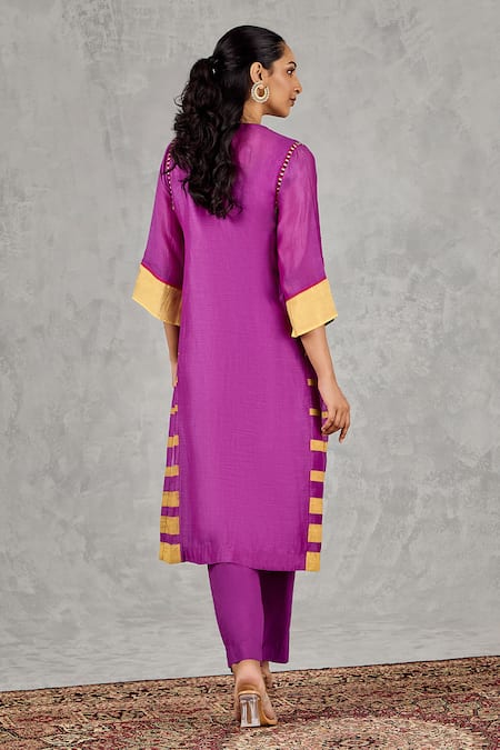 Shivani Bhargava Chanderi Block Print Kurta Set 