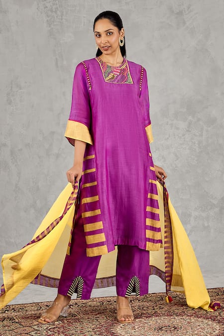 Shivani Bhargava Chanderi Block Print Kurta Set 